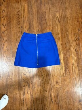 Express Royal Blue Zip-Front Mini Skirt